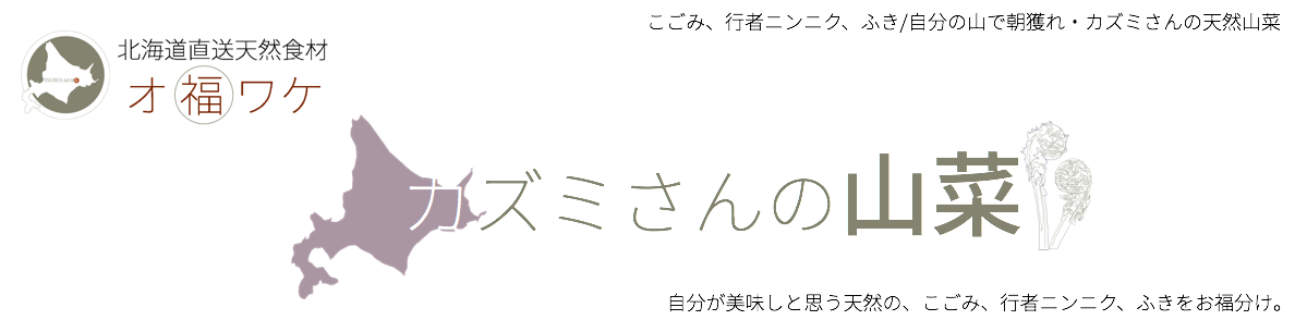 こごみ、行者ニンニク、ふき/自分の山で朝獲れ・カズミさんの天然山菜/北海道物産展よりおいしい北海道直送天然食材のオ福ワケ